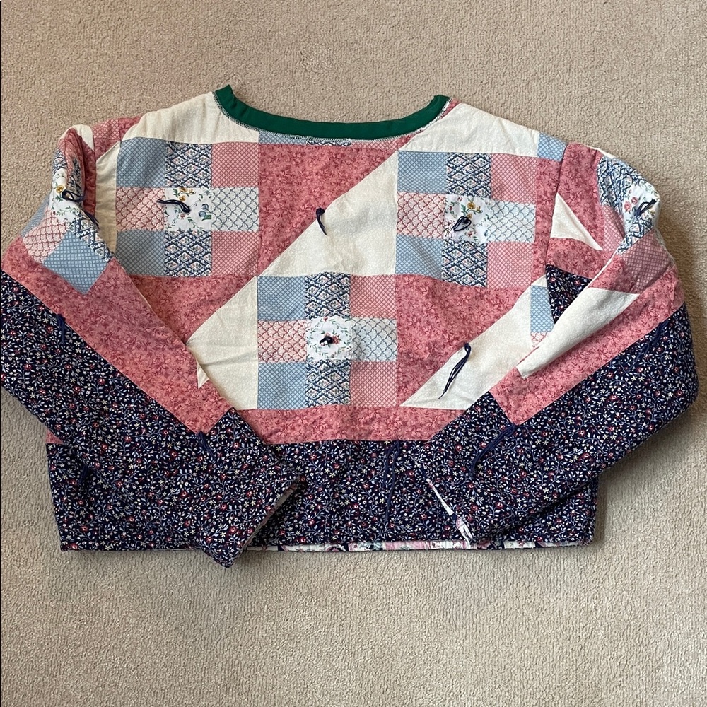 Upcycled Quilt Cropped Sweater